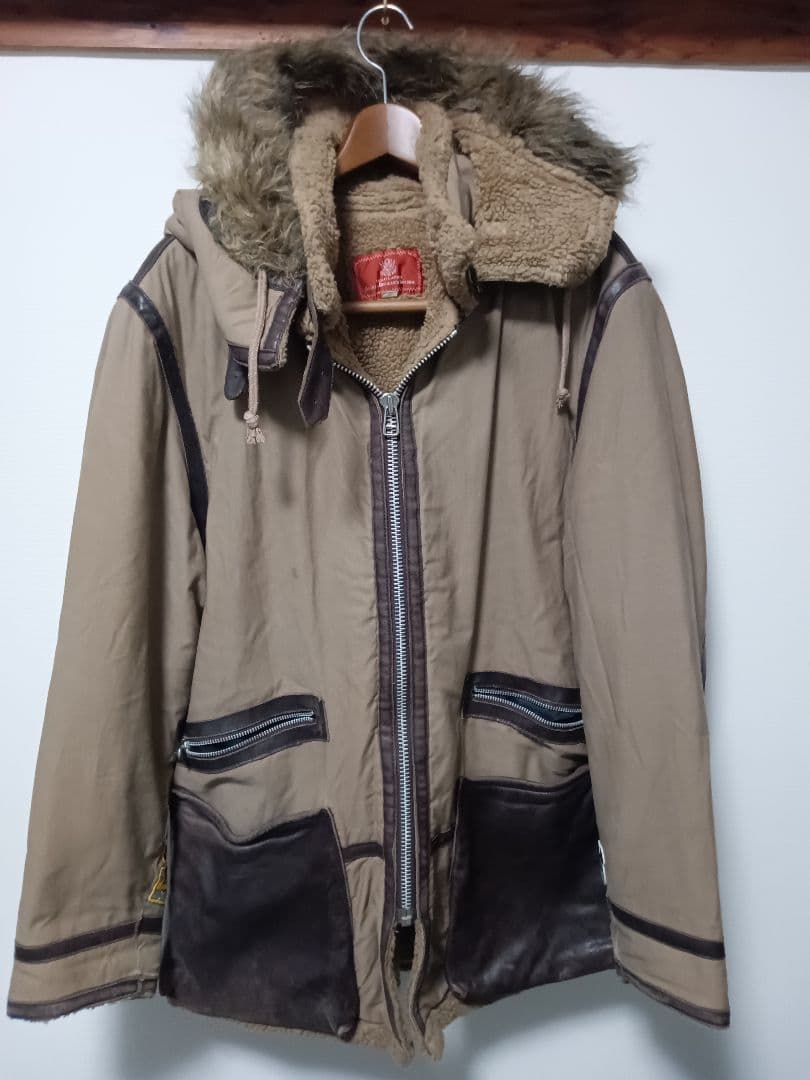 AVIREX Flight Jacket, Mocha, Leather Piping, Fur Trim, ML